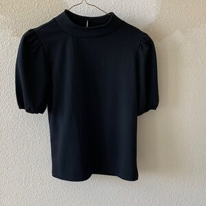 Ann Taylor Classic Black Puff Sleeve Blouse